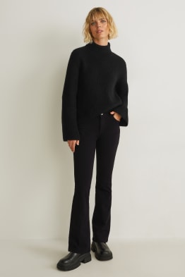 Trousers - mid-rise waist - wide leg - 4 Way Stretch