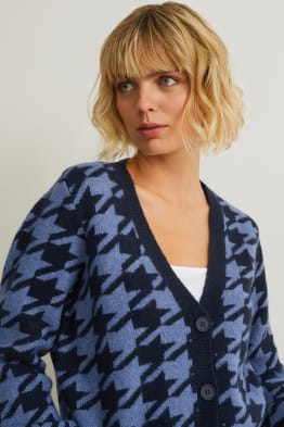 Cardigan tricotat - material reciclat - în carouri