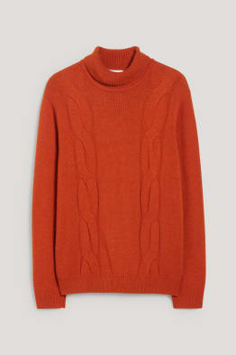 Polo neck jumper - wool blend - recycled