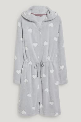Albornoz de forro polar con capucha - estampado