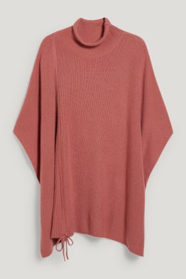 Strick-Poncho mit Kaschmir-Anteil