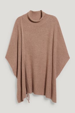 Strick-Poncho mit Kaschmir-Anteil
