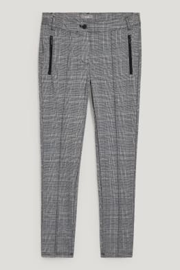 Spodnie dżersejowe - slim fit - w kratę