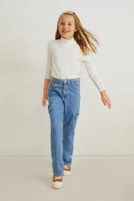 Straight cargo jeans - bumbac organic