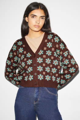 CLOCKHOUSE - cardigan tricotat - cu flori