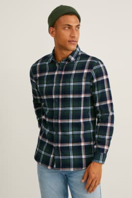 Flannel shirt - regular fit - Kent collar - check