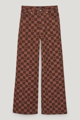 CLOCKHOUSE- pantalons - high waist - wide leg - de quadres