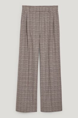 Pantalon - high waist - wide leg - geruit