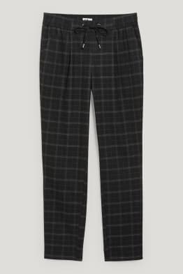 Stoffhose - Mid Waist - Tapered Fit - kariert