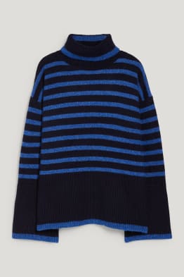 Pull à col roulé - à rayures