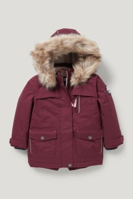 Parka cu glugă și aplicații din blană artificială - iarnă - material reciclat