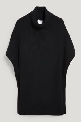 Knitted cashmere blend poncho