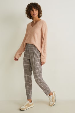 Stoffhose - Mid Waist - Tapered Fit - kariert