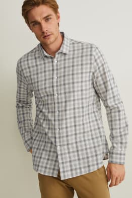 Camicia - slim fit - collo all'italiana - a quadri