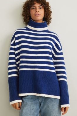 Polo neck jumper - recycled - striped
