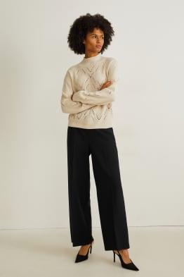 Cloth trousers - high-rise waist - wide leg - recycled