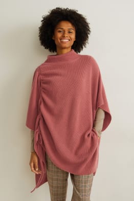 Strick-Poncho mit Kaschmir-Anteil