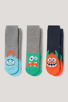 Lot de 3 paires - licorne - chaussettes antidérapantes à motif