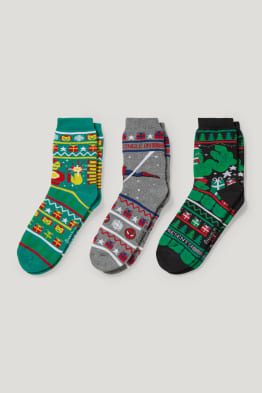 Lot de 3 paires - Marvel - chaussettes de Noël à motif