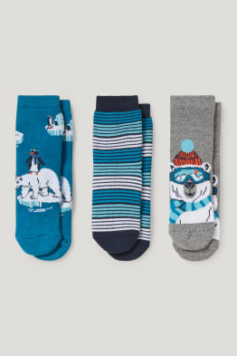 Multipack 3 perechi - urs polar și pinguin - șosete cu motive