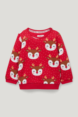 Baby-Weihnachts-Sweatshirt - Rudolf - gepunktet