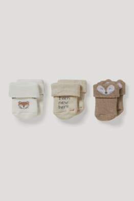 Multipack of 3 - fox - baby socks with motif