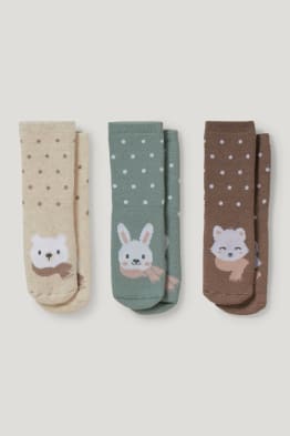 Lot de 3 - animaux de la forêt - chaussettes antidérapantes pour bébé
