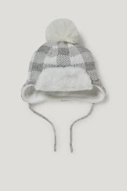 Czapka niemowlęca - w kratę