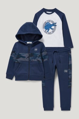 Set - zip-through sweatshirt with hood, long sleeve top and joggers
