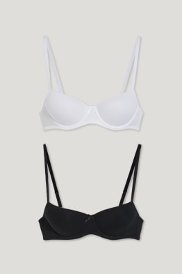Confezione da 2 - reggiseno con ferretti - DEMI - imbottito - LYCRA®