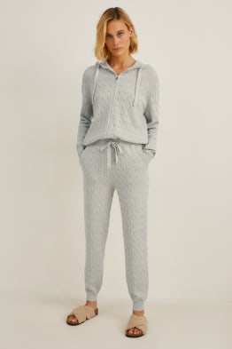 Cashmere trousers - cable knit pattern