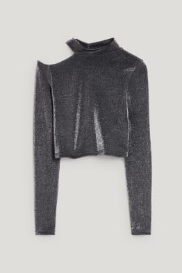 CLOCKHOUSE - cropped long sleeve top - shiny