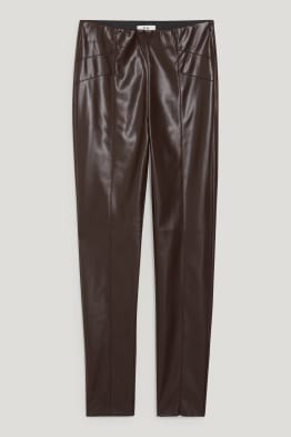 Pantaloni - talie înaltă - skinny fit - imitație de piele