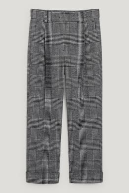Spodnie z dżerseju - tapered fit - w kratę