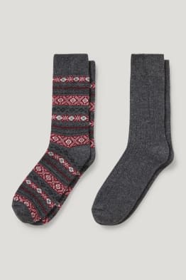 Lot de 2 paires - chaussettes - laine mélangée - LYCRA®
