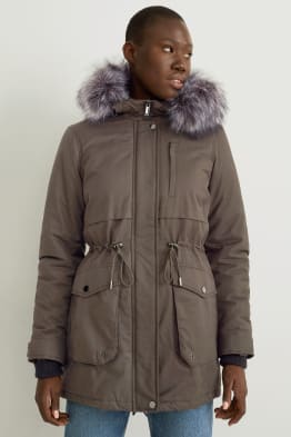 Parka met capuchon en imitatiebontrandje - winter