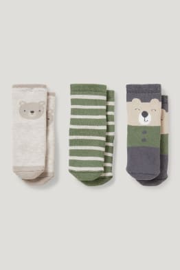 Lot de 3 paires - ourson - chaussettes pour bébé à motif - hiver
