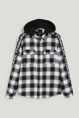 Camisa con capucha - de cuadros