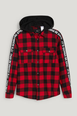 Camisa con capucha - de cuadros