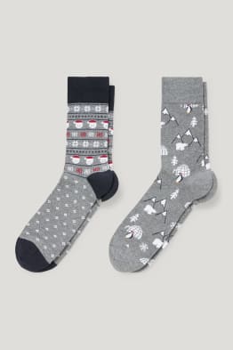 Lot de 2 paires - chaussettes de Noël - LYCRA®- matière recyclée