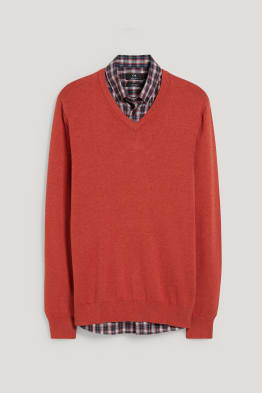 Trui en overhemd - regular fit - button down - gemakkelijk te strijken