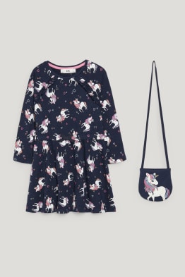 Licorne - ensemble - robe et sac - 2 pièces