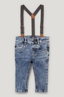 Jeans con bretelle per neonati