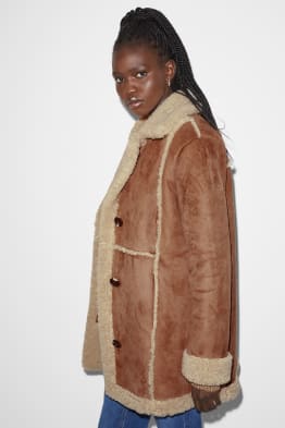 CLOCKHOUSE - Shearling Jacke - Velourslederimitat