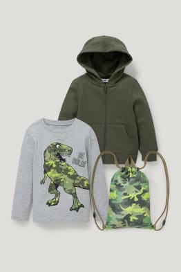 Zestaw - bluza z kapturem, koszulka z długim rękawem i worek gimnastyczny