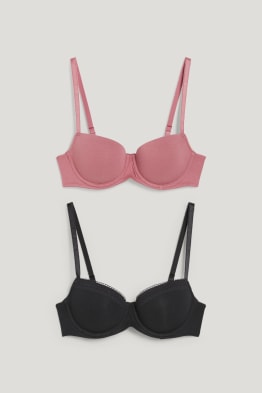 Pack de 2 - sujetadores con aros - DEMI - con relleno - LYCRA®