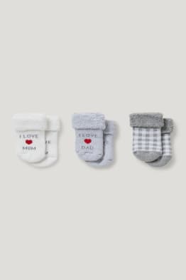 Set van 3 paar - Mom and Dad - babysokken met motief - winter