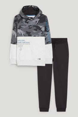 Komplet - bluza z kapturem i spodnie dresowe - 2 części
