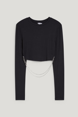 CLOCKHOUSE - cropped long sleeve top with necklace
