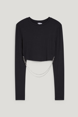 CLOCKHOUSE - maglia a maniche lunghe - taglio corto - con catenella